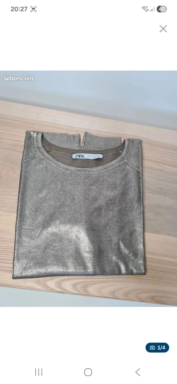 Top Zara coupe ample doré métallisé – Neuf – Taille S